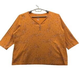 Croft And Barrow‎ Floral Shirt Orange 2X